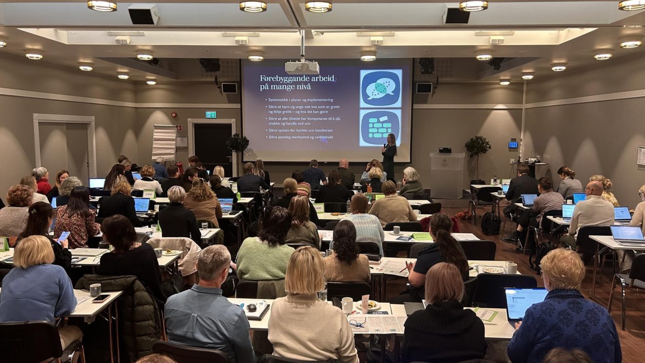 Ein person som held ein presentasjon for eit publikum.