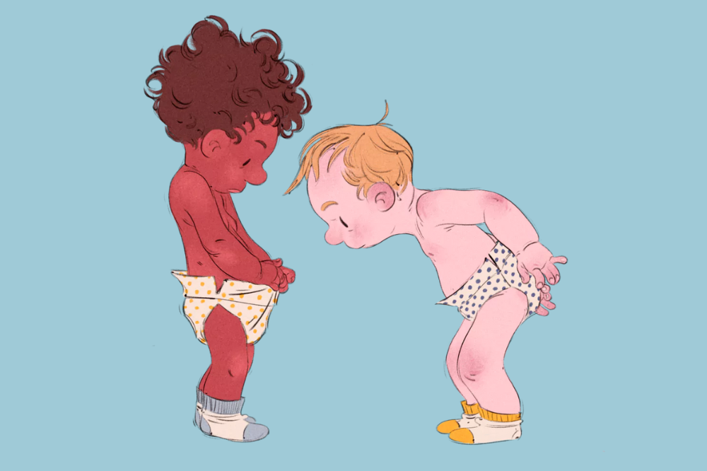  Illustrasjon av to små born.