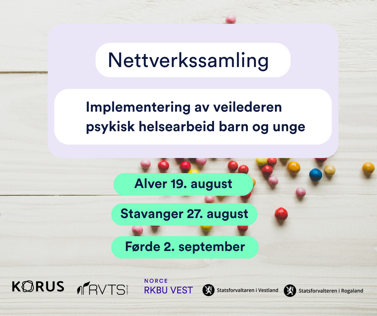 Plakat for arrangementet med datoar og stad