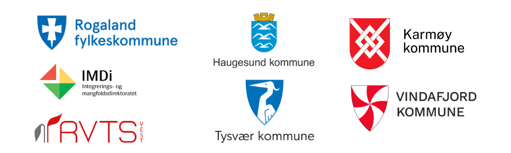 Logoane til IMDI, RVTS Vest, Rogaland fylkeskommune, Karmøy kommune, Vindafjord kommune, Tysvær kommune, Haugesund kommune