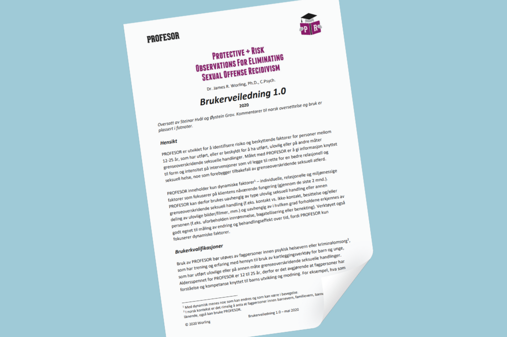 Tekst - første side av profesor-skjema