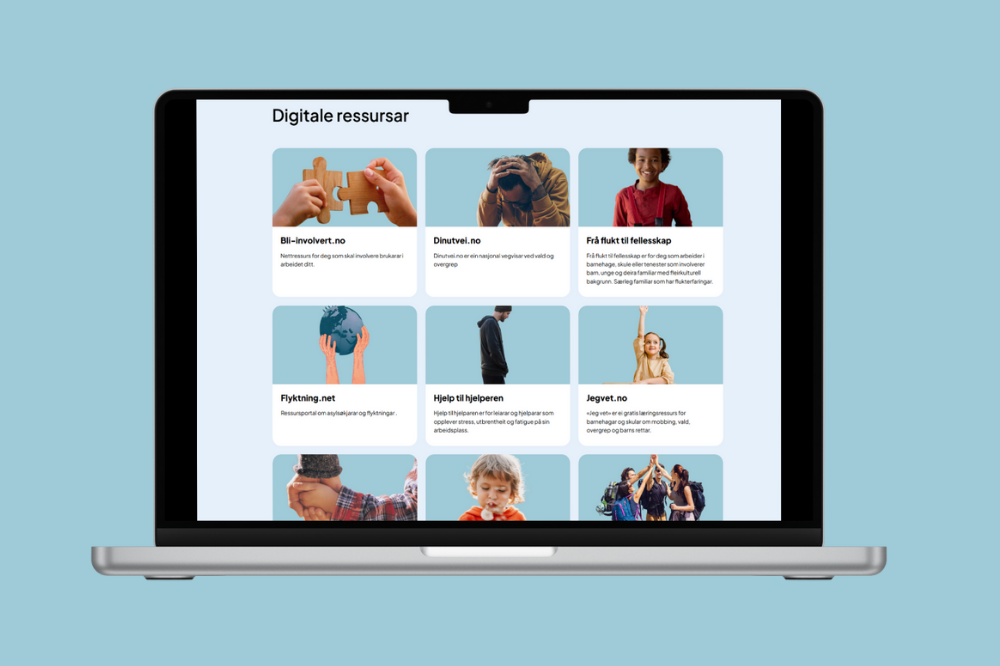 Eit skjermbilde av ein datamaskin som viser RVTS sine digitale ressursar